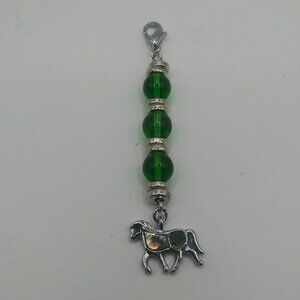 Handmade Green Beaded Horseshoe Charm/ Bag Accessory